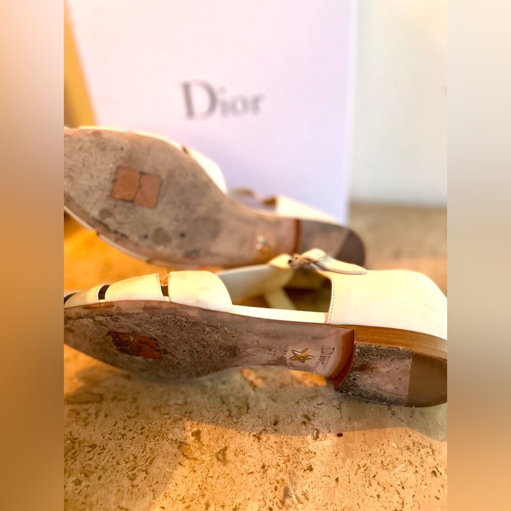 Dior Pointed White Sandals w/ Ankle Closure - Picture 5 of 7